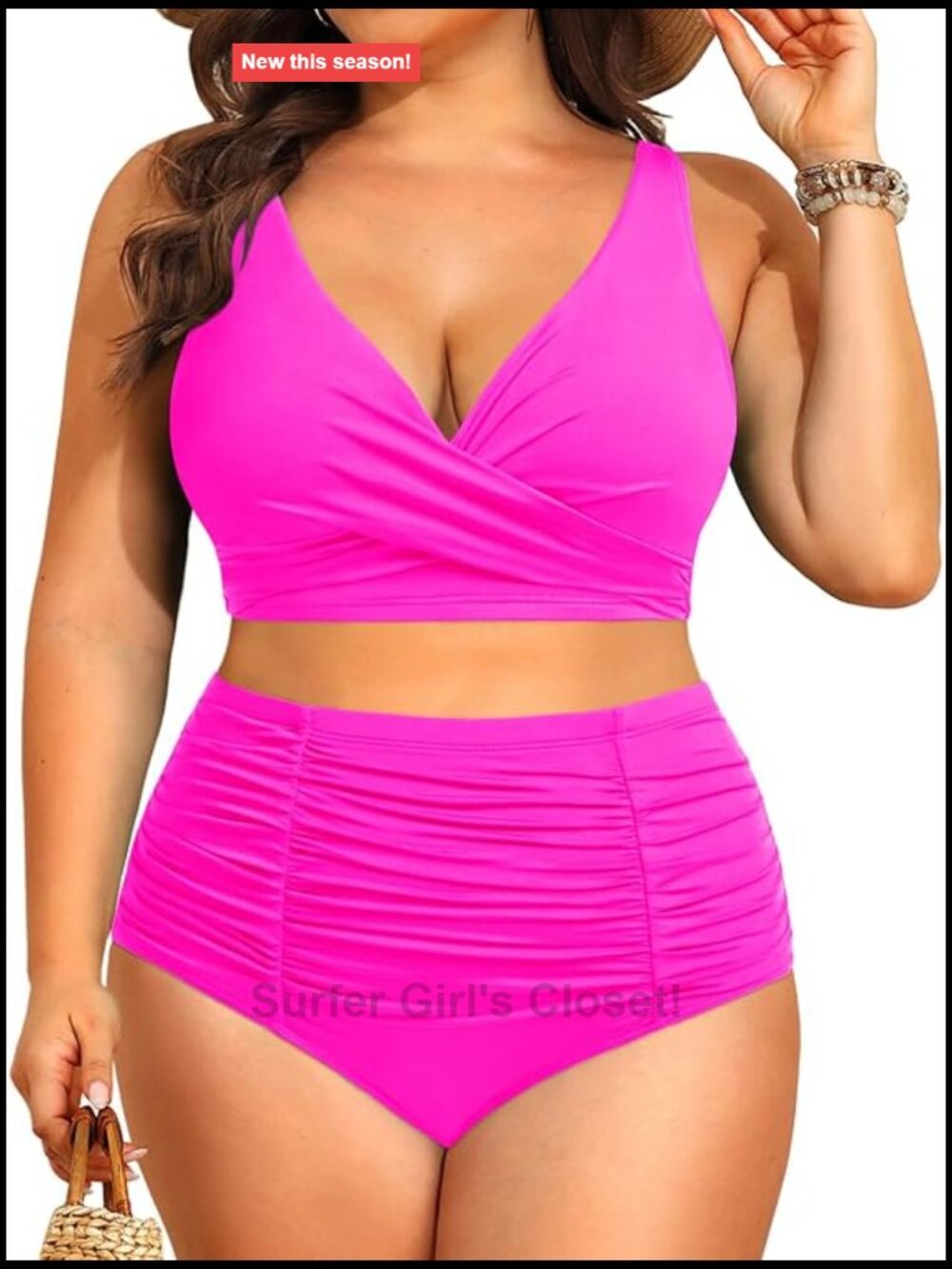 Plus Size High Waisted Bikini Set Tummy Control Twist Front Swimwear